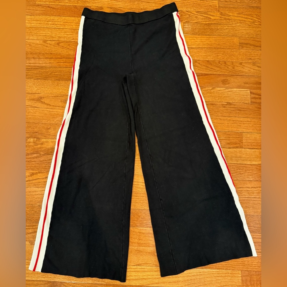 House of Harlow 1960 Wide Leg Sweater Knit Pants Womens M Red/Wht Racing Stripe